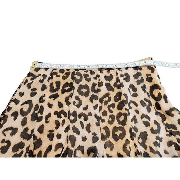 Dress Form Leopard Print Chiffon Mini Skirt Ruffle Hem Brown Womens Size Small - Picture 6 of 9